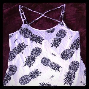 PINK branded pineapple tank top